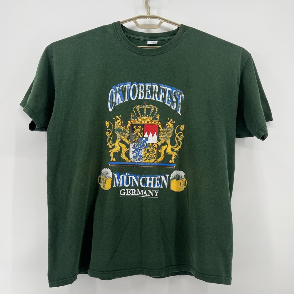 Vintage Munchen Oktoberfest Germany Shirt Size XXL Green Short Sleeve